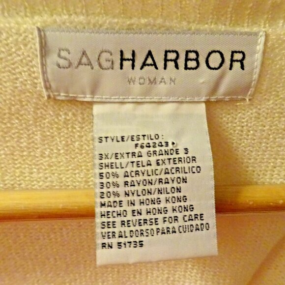 Pre-Loved Sag Harbor 3X Plus Size Ivory Short Sleeve Pullover Acrylic Rayon Swea - Picture 4 of 6